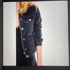 ZADIG & VOLTAIRE KIOKY BIKER PUNK DENIM JACKET BLACK SIZE XS